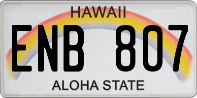 HI license plate ENB807