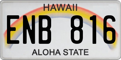 HI license plate ENB816