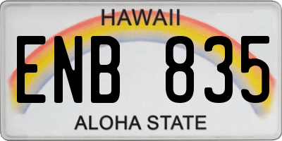 HI license plate ENB835