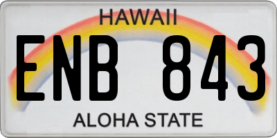 HI license plate ENB843