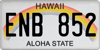 HI license plate ENB852