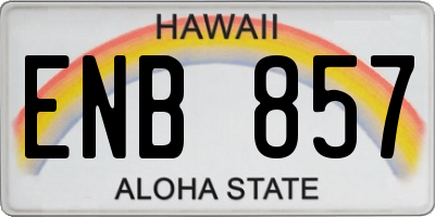 HI license plate ENB857