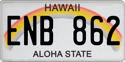 HI license plate ENB862