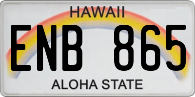 HI license plate ENB865