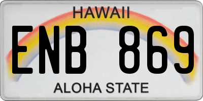 HI license plate ENB869
