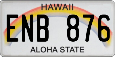 HI license plate ENB876