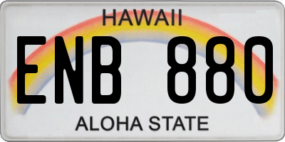 HI license plate ENB880