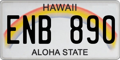 HI license plate ENB890