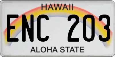 HI license plate ENC203