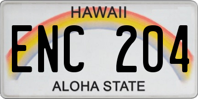 HI license plate ENC204