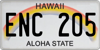 HI license plate ENC205
