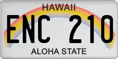 HI license plate ENC210