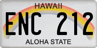 HI license plate ENC212