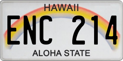 HI license plate ENC214