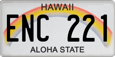 HI license plate ENC221