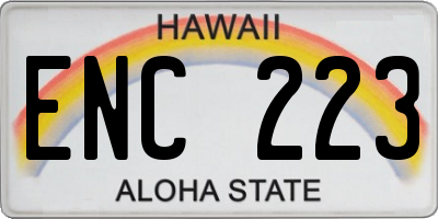 HI license plate ENC223