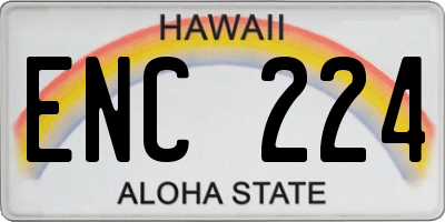 HI license plate ENC224