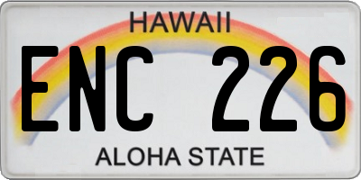HI license plate ENC226