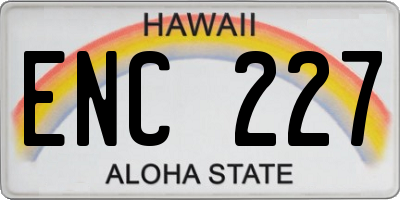 HI license plate ENC227