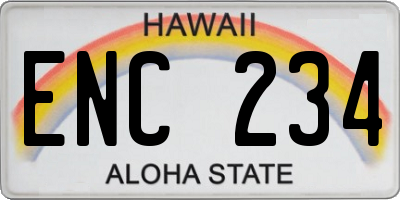 HI license plate ENC234