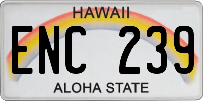 HI license plate ENC239