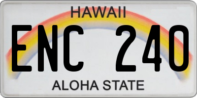 HI license plate ENC240