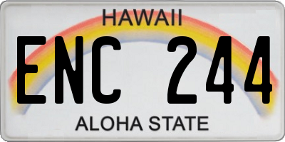 HI license plate ENC244