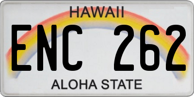 HI license plate ENC262