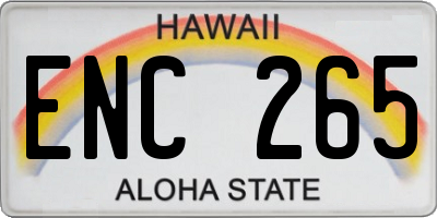 HI license plate ENC265