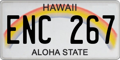 HI license plate ENC267