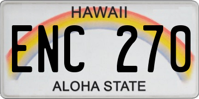 HI license plate ENC270
