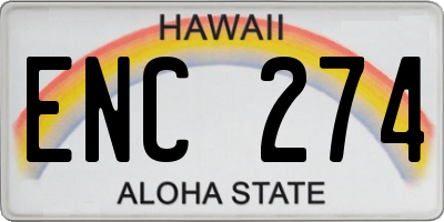 HI license plate ENC274
