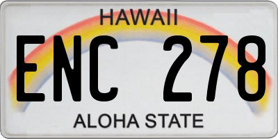 HI license plate ENC278