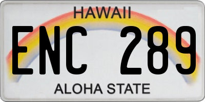 HI license plate ENC289