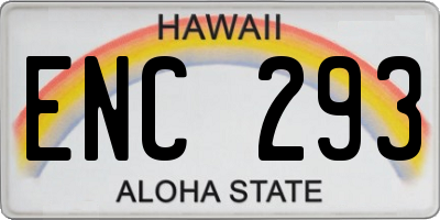 HI license plate ENC293