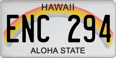 HI license plate ENC294