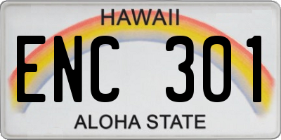 HI license plate ENC301