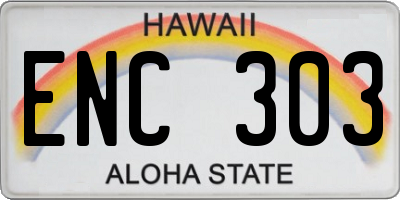 HI license plate ENC303