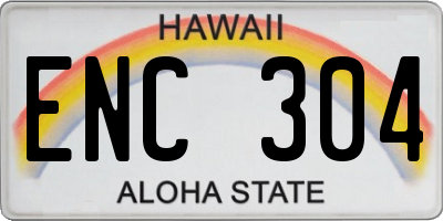 HI license plate ENC304