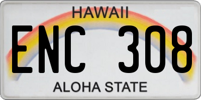 HI license plate ENC308