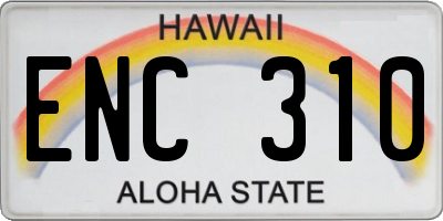 HI license plate ENC310