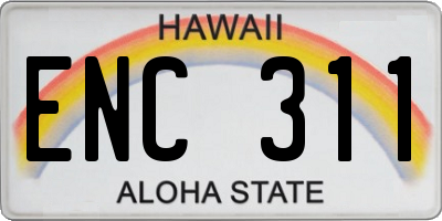 HI license plate ENC311
