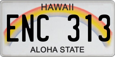 HI license plate ENC313