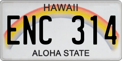 HI license plate ENC314