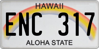 HI license plate ENC317