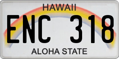 HI license plate ENC318