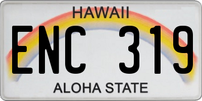 HI license plate ENC319