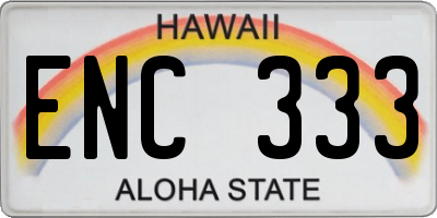HI license plate ENC333