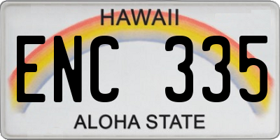 HI license plate ENC335