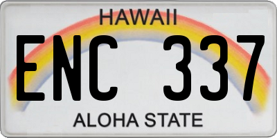 HI license plate ENC337